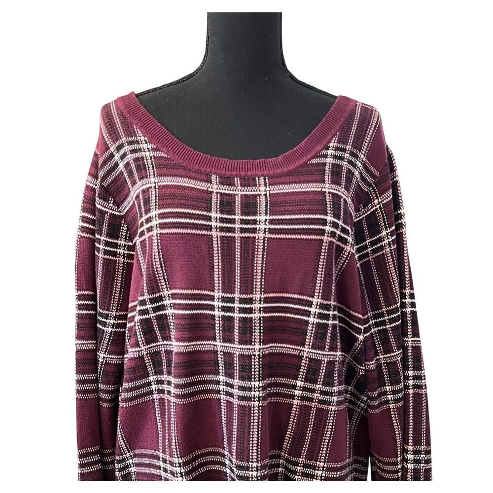 TORRID Long Sleeve Red Plaid Sweater Women's Plus Size 3 Crew Neck Plaid EUC 3X